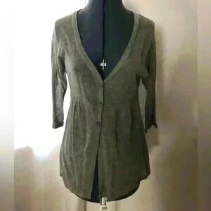 Eyeshadow Super Thin Light Front Buttons Olive Green? Cardigan Women Medium
